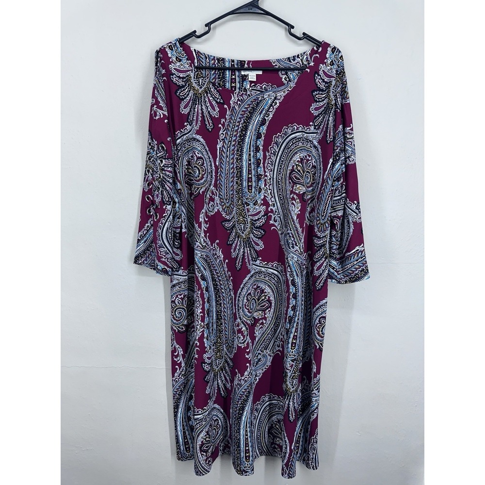PLUS SIZE Paisley Print 3/4‎ Sleeve Cold Shoulder Dress Size 18/20 Sun Wedding